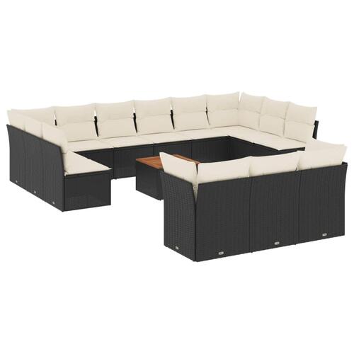 Sofasæt til haven 14 dele med hynder polyrattan sort