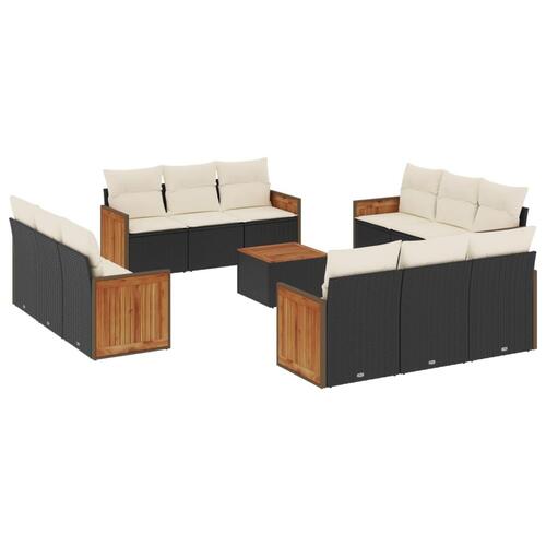 Sofasæt til haven 13 dele med hynder polyrattan sort