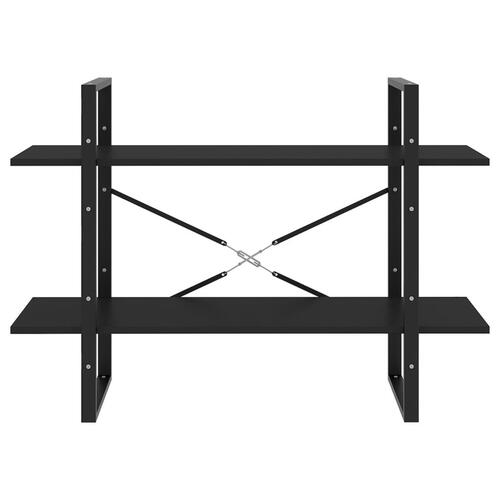 Bogreol med 2 hylder 100x30x70 cm konstrueret træ sort
