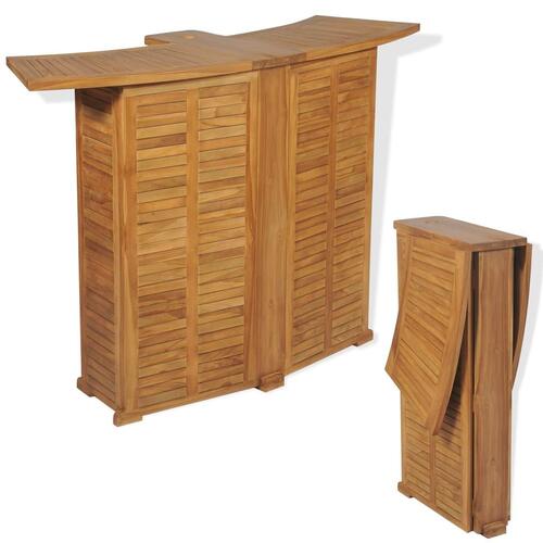 Foldbart barbord 155x53x105 cm massivt teaktræ