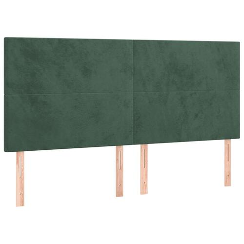 Sengegavl med LED-lys 200x5x118/128 cm fløjl mørkegrøn