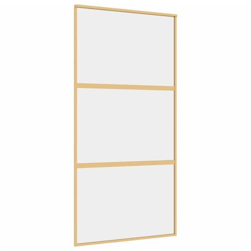 Skydedør 102,5x205 cm klart sikkerhedsglas og aluminium gylden
