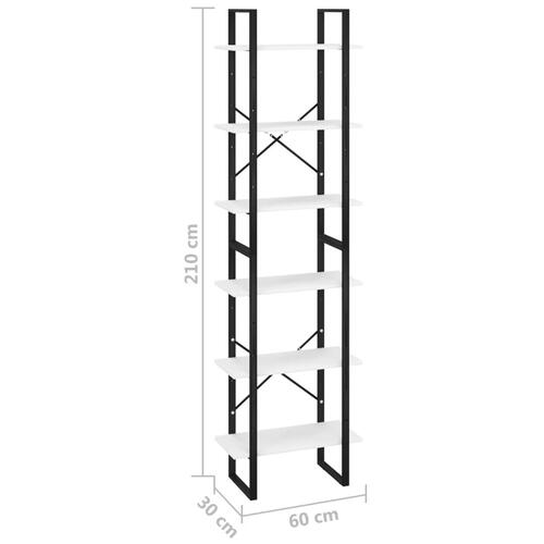 Opbevaringsreol 60x30x210 cm konstrueret træ hvid