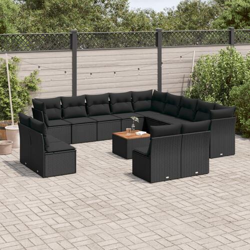 Sofasæt til haven 14 dele med hynder polyrattan sort
