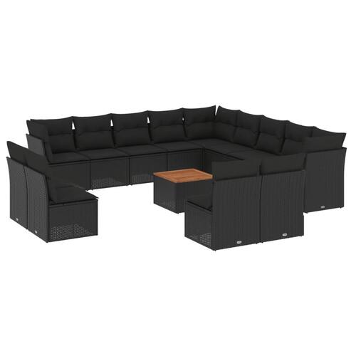 Sofasæt til haven 14 dele med hynder polyrattan sort