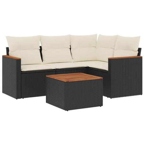 Sofasæt til haven 5 dele med hynder polyrattan sort