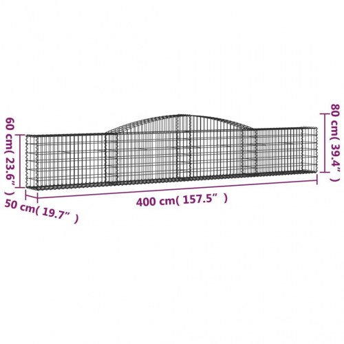 Buede gabionkurve - 10 stk. 400×50×60/80 cm i galvaniseret jern