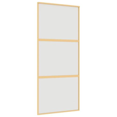 Skydedør 90x205 cm matteret sikkerhedsglas og aluminium gylden