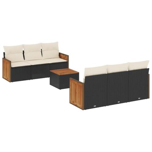 Sofasæt til haven 7 dele med hynder polyrattan sort