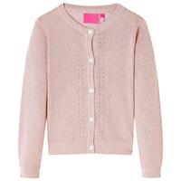 Strikket cardigan til børn str. 116 strik lyserød