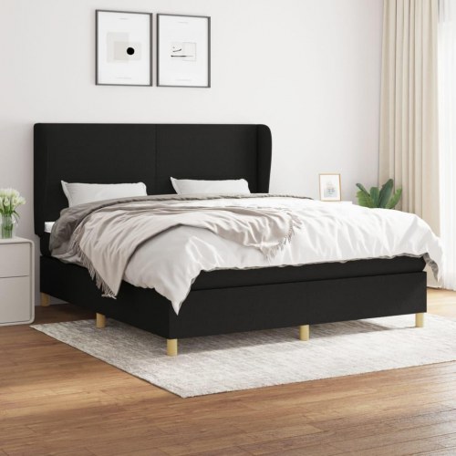 Kontinentalseng med madras 160×200 cm - stof, sort