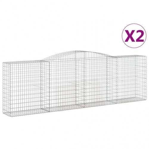 Buede gabionkurve - 2 stk. 400×50×120/140 cm i galvaniseret jern