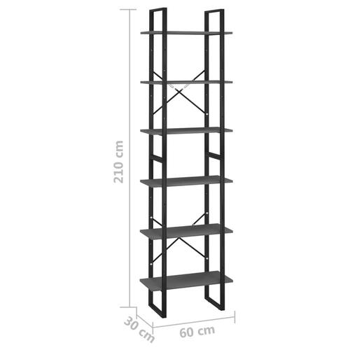 Opbevaringsreol 60x30x210 cm konstrueret træ grå