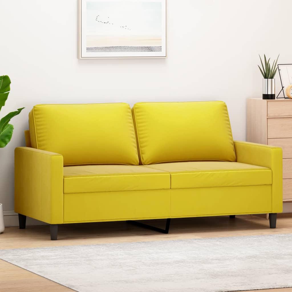 2-personers sofa 140 cm fløjl gul