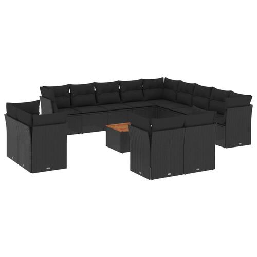 Sofasæt til haven 14 dele med hynder polyrattan sort
