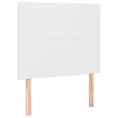 Sengegavl med LED-lys 80x5x118/128 cm kunstlæder hvid