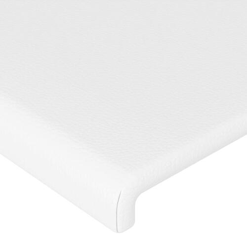 Sengegavl med LED-lys 80x5x118/128 cm kunstlæder hvid