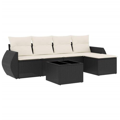 Sofasæt til haven 6 dele med hynder polyrattan sort