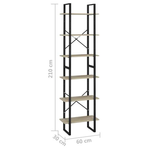 Opbevaringsreol 60x30x210 cm konstrueret træ sonoma-eg