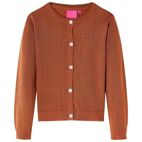 Strikket cardigan til børn str. 92 cognacfarvet