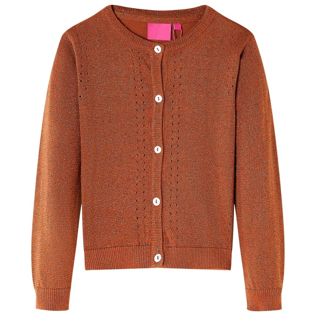 Strikket cardigan til børn str. 92 cognacfarvet