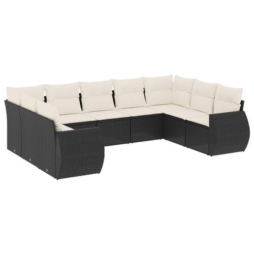 Sofasæt til haven 9 dele med hynder polyrattan sort