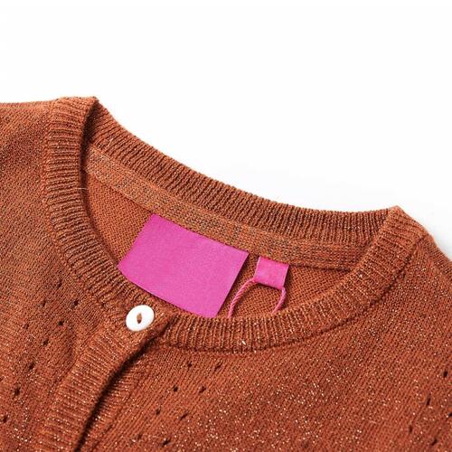 Strikket cardigan til børn str. 92 cognacfarvet