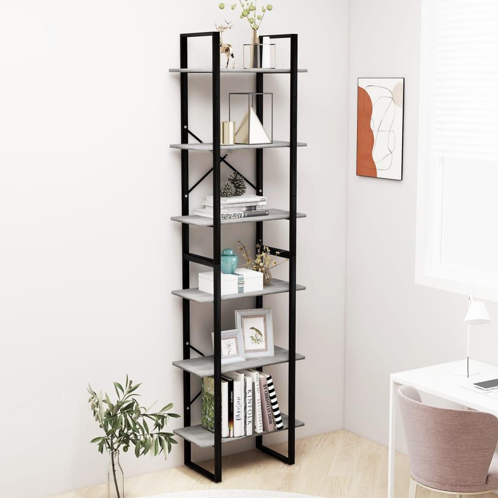 Opbevaringsreol 60x30x210 cm konstrueret træ betongrå