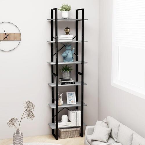 Opbevaringsreol 60x30x210 cm konstrueret træ betongrå