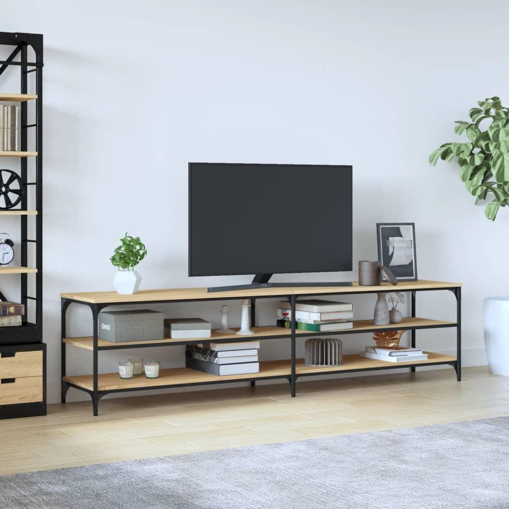 Tv-bord 200x30x50 cm konstrueret træ og metal sonoma-eg