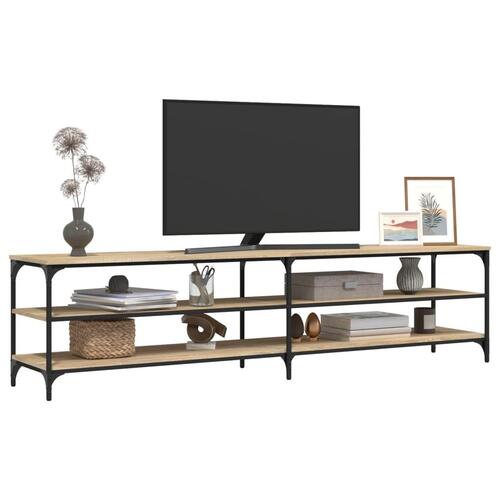 Tv-bord 200x30x50 cm konstrueret træ og metal sonoma-eg