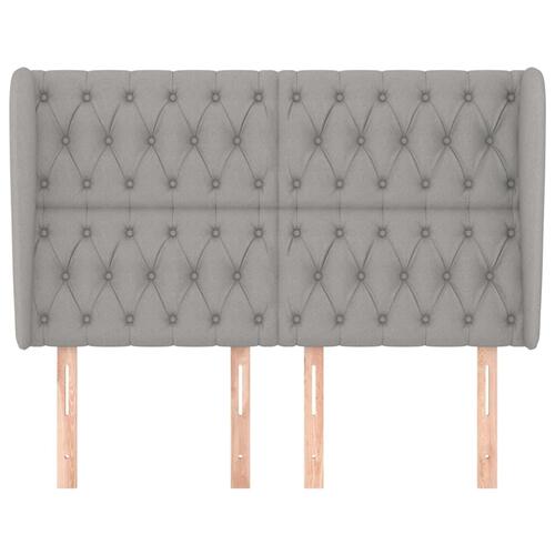 Sengegavl med kanter 147x23x118/128 cm stof lysegrå