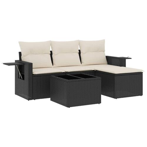 Sofasæt til haven 4 dele med hynder polyrattan sort