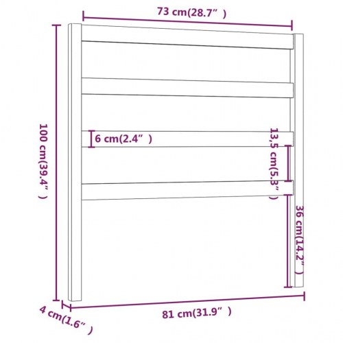 Sengegavl 81 × 4 × 100 cm i massivt fyrretræ - sort