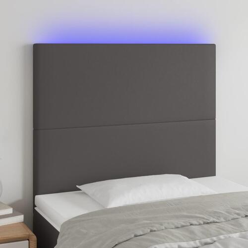 Sengegavl med LED-lys 80x5x118/128 cm kunstlæder grå