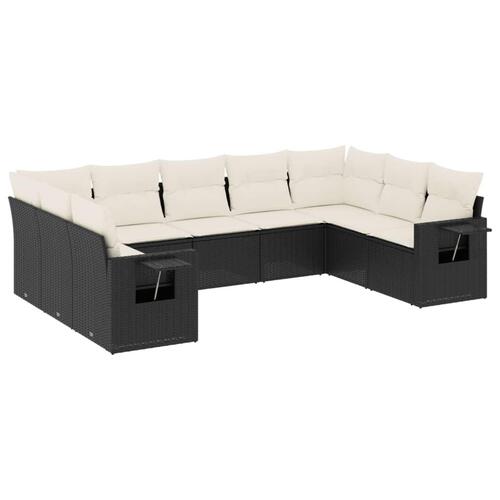 Sofasæt til haven 9 dele med hynder polyrattan sort