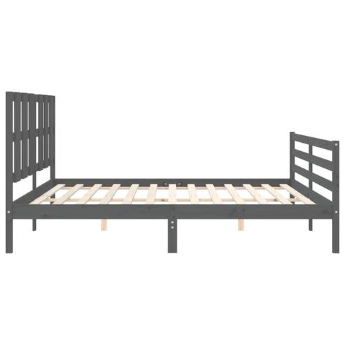 Sengeramme med sengegavl 200x200 cm massivt træ grå