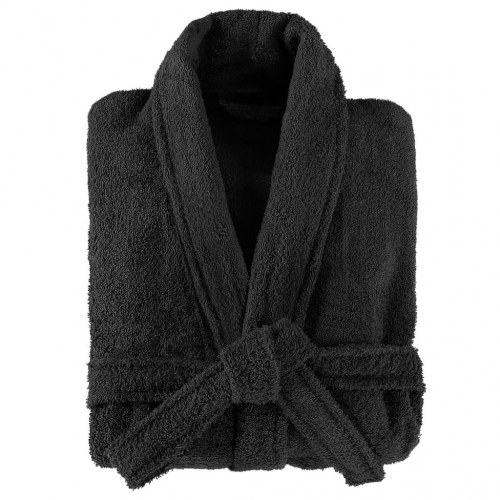 Frottebadekåbe unisex 100 % bomuld sort XXL