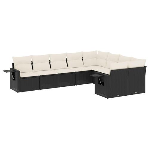 Sofasæt til haven 9 dele med hynder polyrattan sort
