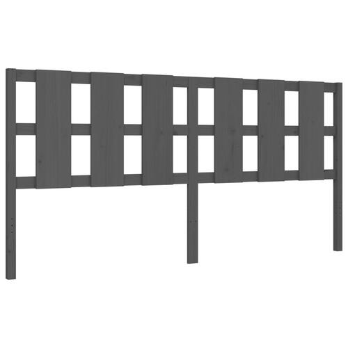 Sengeramme med sengegavl 200x200 cm massivt træ grå