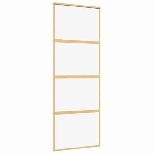Skydedør 76×205 cm - klart sikkerhedsglas og aluminium, guldfarvet