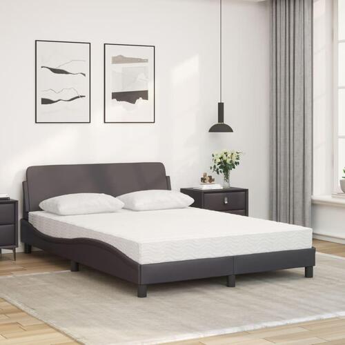 Seng med madras 120x200 cm kunstlæder grå