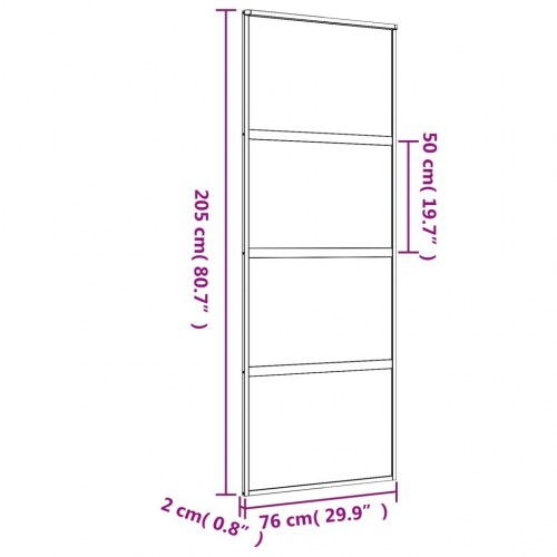 Skydedør 76×205 cm - klart sikkerhedsglas og aluminium, guldfarvet