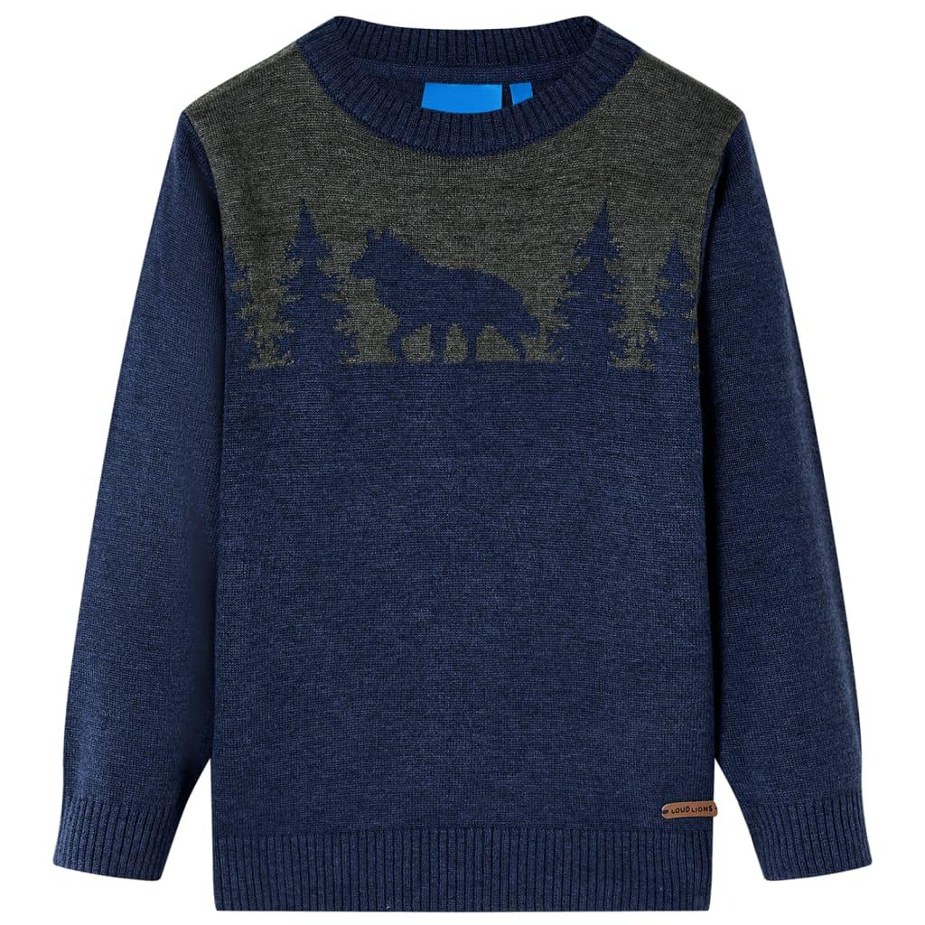 Sweater til børn str. 104 strikket marineblå