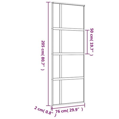 Skydedør 76x205 cm klart sikkerhedsglas og aluminium guldfarvet