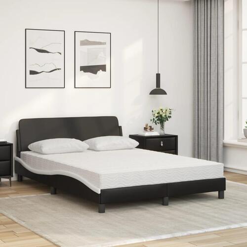 Seng med madras 120x200 cm kunstlæder sort og hvid