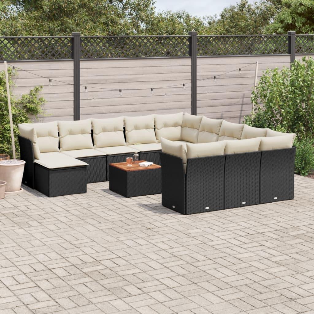 Sofasæt til haven 13 dele med hynder polyrattan sort