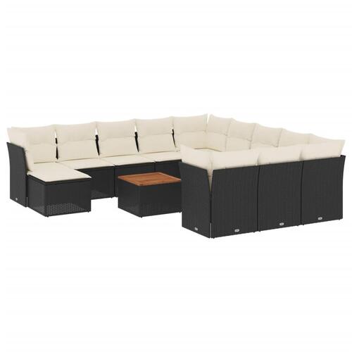 Sofasæt til haven 13 dele med hynder polyrattan sort
