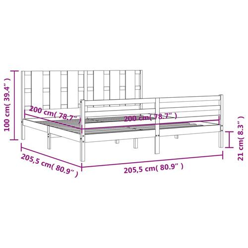 Sengeramme med sengegavl 200x200 cm massivt træ hvid