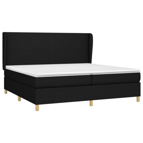 Kontinentalseng med madras 200×200 cm - stof, sort
